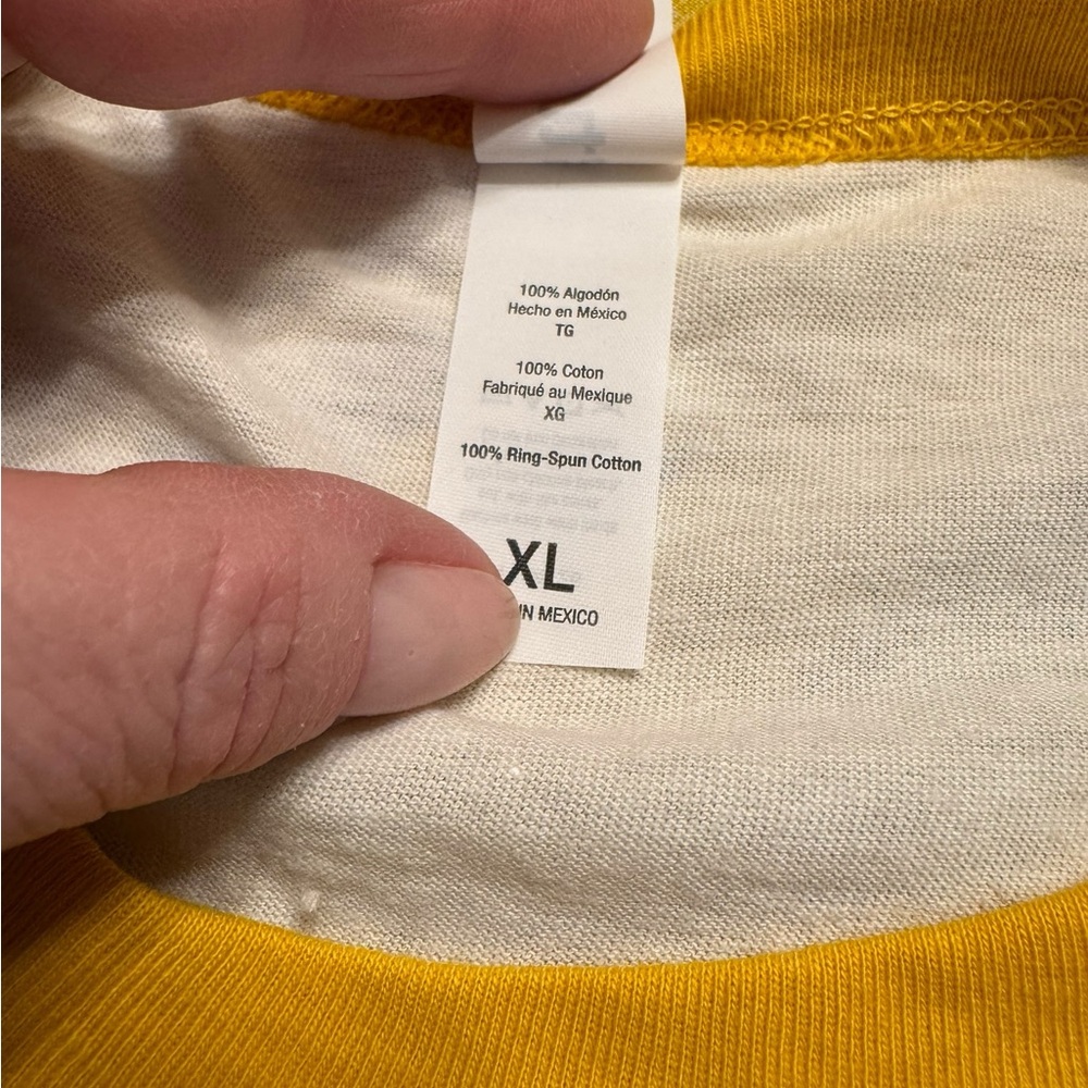 Tultex “Mango Cart” l/s baseball shirt in white and marigold. Size XL. NWOT - Picture 4 of 5